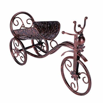 Filfeel Wine Bottle Holder Metal Tricycle-shaped Red Wine Rack Storage Shelf Home Office Living Room Decoration Accessories, Vintage Color(Golden