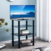 Ttap HiFi/Audio Rack/TV Stand and Entertainment Media Unit / 600mm Wide with 4 Black Glass Shelves
