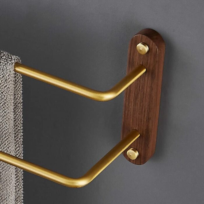 TBIIEXFL Bathroom Aluminum Towel Hanger Mounted Towel Rack Wood Towel Bar Rail Bathroom Accessories (Color : D, Size : 40cm)