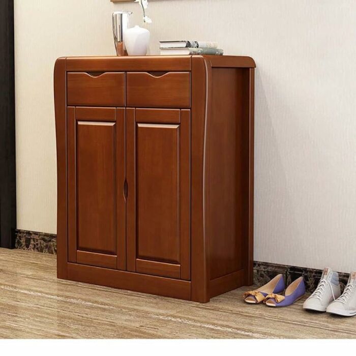 TJLSS Living Room Shoe Cabinet Household Solid Wood Storage Cabinet Two Door Entry Porch Small Medium Furniture
