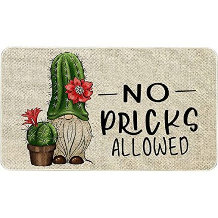 Spring Summer Door Mat No Picks Allowed Cactus Gnome Doormat Indoor Outdoor Entrance Funny Floor Mat Non Slip Summer Decor Rubber Welcome Mats De