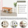Upholstered Shoe Rack Bench Shoe Storage Bench Seat,Entry Furniture Shoe Organizer With Golden Shoe Shelf,Faux Leather,60X35X45Cm
