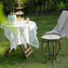VONLUCE Mosaic Side Table and Plant Stand, 53.5cm Round Side Table with 36cm Ceramic Tile Top, Indoor and Outdoor Accent Table, Outdoor Patio Bis