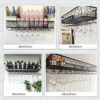 EYLINK Wine racks Black Wall-Mounted Industrial Hanging Wine Glass Racks Stemware Holder Decoration Shelf Organizer for Bars, Living Room, Kitche
