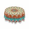 xigua Boho Mandala Native Round Tablecloth 60In,Waterproof Patio Table Cloths with Umbrella Hole and Zipper,Table Covers for Indoor & Outdoor Bac