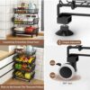 BRIAN & DANY 3 Tier Vegetable Storage Rack, Stackable Fruit Vegetable Stand with Lockable Casters and 5 S-Hooks for Kitchen, Pantry, Bathroom, Ga