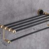 Towel Rack, Simple Bath Towel Rack Double-Layer Aluminum Alloy, Fashionable Black Gold Bathroom Rack Kitchen Bathroomniture Ornament