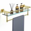 Bathroom Glass Shelf Towel Rack Shelf Glass Organizer Wall-Mounted Bathroom Storage SUS304 Stainless Steel Towel bar/Track Wall-Mounted Tempered