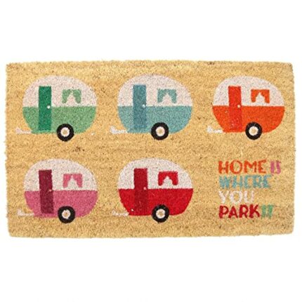 Puckator Camping Doormat Home is Where You Park It Coconut Fiber, Brown, 75 x 2 x 45 cm
