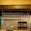 PIBM Hanging Wall Upside down Storage Rack Wine Wrought Iron Inverted High Cup Holder J1114, Gold , 60cm*35cm