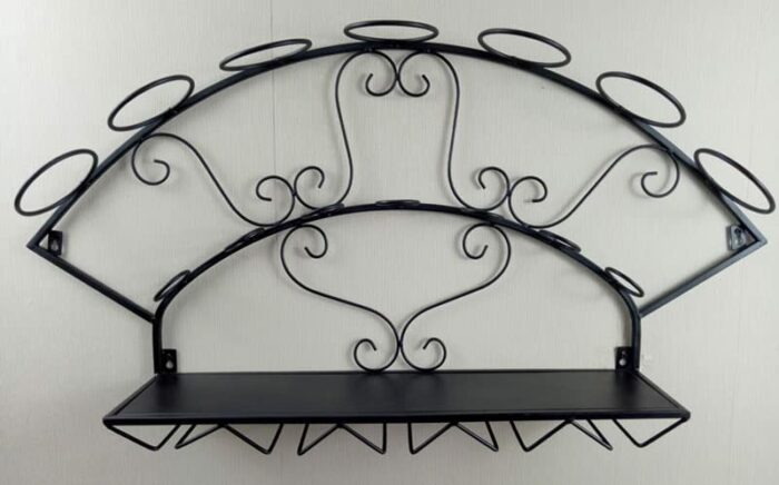 DLOETT Wine Rack Wall Hanging Wall Rack Personality Support European Retro Wrought Iron Display Cabinet