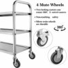 Dardoo 3 Tier Stainless Steel Serving Catering Trolley on Wheels Kitchen Utility Cart Kitchen Storage Cart with Locking Brakes for Kitchen Hotel