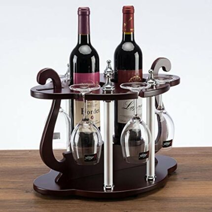 Yalych Wooden Countertop Cabinet Table Top Wine Bottle Storage Slots for 3 Bottles Able Top Wine Bottle Storage Slots for 6 Wine Glass Rack Hangi