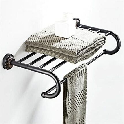 HIGOH Towel Racks,Bathroom Towel Rack Wall Mounted Towel Holder,Copper Material Towel Rack,Towel Rail,Bronze Brushed Bathroom Wall Mount Shelf