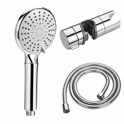 Shower Head with Hose and Showerhead Holder Bracket, QIWODE Handheld Shower Universal Fitting with Adjustable 5 Sprays Modes for Slide Bar Adjust