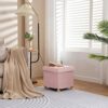 BRIAN & DANY Folding Storage Ottoman with Wood Legs, Velvet Footstools Cube for Living Room and Bedroom, 40x 40x 40 cm, Pink