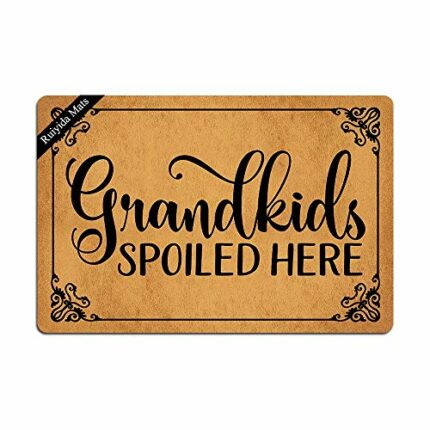 Ruiyida Grandkids Spoiled Here Doormat Custom Home Living Decor Housewares Rugs and Mats State Indoor Gift Ideas 23.6 by 15.7 Inch Machine Washab