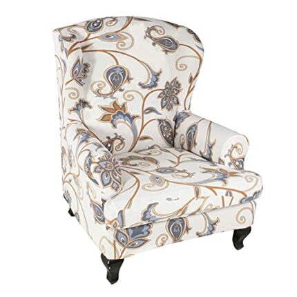 Recliner Chair Covers, 3D Stretch Printed Sofa Cover, Non Slip Floral Stretch Recliner Sofa Slipcovers for Couches (Beige Classic)
