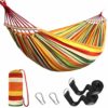 Anyoo Garden Cotton Hammock with 40CM Curved Wooden bar Portable Comfortable Hammock with Compact Travel Bag,Perfect for Indoor/Outdoor Patio Yar