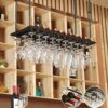 EYLINK Wine racks Adjustable Metal Ceiling Industrial Hanging Wine Glass Racks Goblet Stemware Holder Decoration Shelf, for Bars, Living Room, Ki