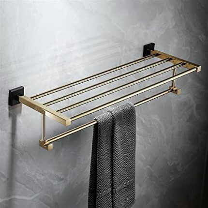 HIGOH Towel Rack Bathroom Accessories Bathroom Shelf, Towel Rack, Towel Holder, Towel Hanger, Brass Bath Hardware Bathroom Hardware