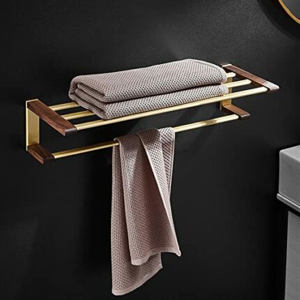 HIGOH Towel Racks,Bathroom Towel Rack Wall Mounted Towel Holder,Bath Hardware Brass Towel Rack/Bar,Bath Shelf,Towel Holder,Wall Mounted Brushed