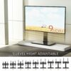 Universal TV Stand - Table Top TV Stand for 27-55 inch LCD LED TVs - 9 Level Height Adjustable TV Base Stand with Tempered Glass Base & Wire Mana