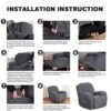 Topchances Recliner Chair Cover 1 Seater - Super Soft Velvet Stretch Recliner Chair Covers Sofa Chair Slipcover with Side Pocket for Single Seat