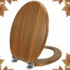 Angel Shield Antibacterial Wooden Soft Close Toilet Seat with Quick Release Adjustable Hinges Toilet Seat Easy Clean and Assembly for Bathroom 45