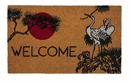 Entryways Victoria and Albert Museum Cranes Coir Doormat, Natural, 45 x 75