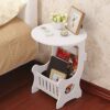 VONGLYHOO Small Side Table with Storage Shelf Table White Nightstand End Table Small Bedside Table for Bedroom Living Room Decor Side End Table N