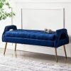 Bedroom Bench Velvet Upholstered Bench Seat,Luxurious End Of Bed Bench With Golden Legs,Comfybench Multifunction,Green,100X46X55Cm
