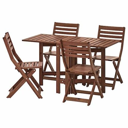 BestOnlineDeals01 ÄPPLARÖ Table+4 folding chairs, outdoor, brown stained durable and easy to care for. Dining sets. Outdoor dining furniture. Gar
