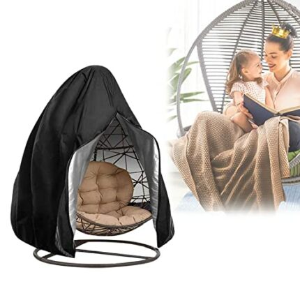 Aoleytech Double Hanging Garden Egg Chair Cover, Waterproof Outdoor Hanging Egg Chair Cover Anti-Dust Garden Rattan Swing Egg Chair Protective Co