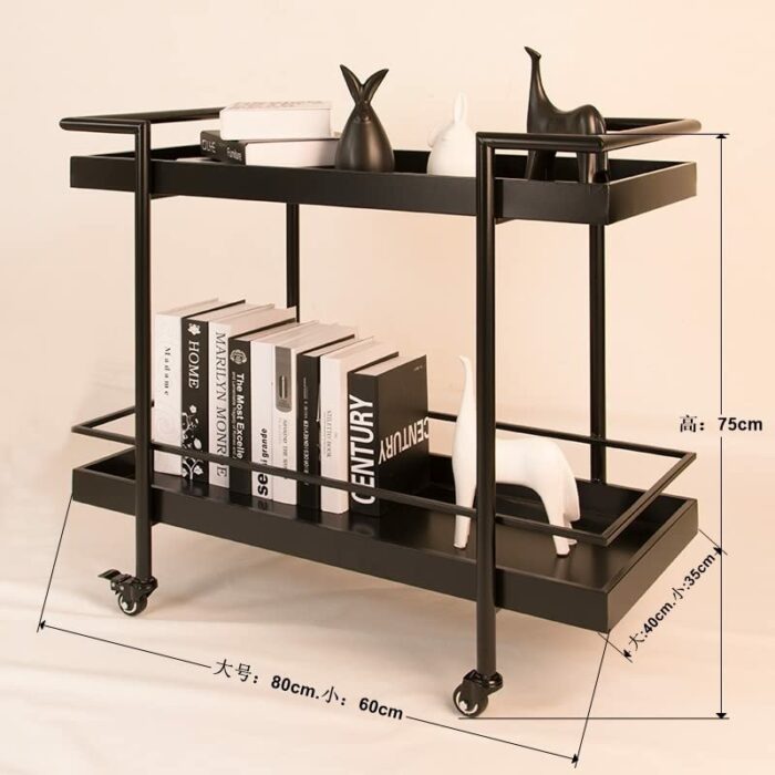 MJWDP European Style Mobile Food Cart Shelf Home Kitchen Tea Cart Drink Cart Fruit Cart (Color : A, Size : 80 * 40 * 75cm)