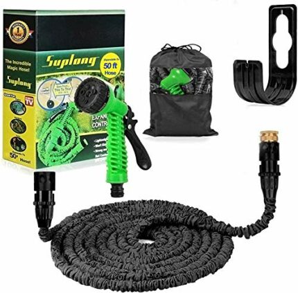 Suplong Expandable Garden Hose 50ft,Expanding Hose Pipe with 1/2",3/4" Fittings,Lightweight Flexible Garden Hose with 7 Function Spray Nozzle (50