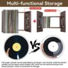 TUUGOTOUU Vinyl record storage holder Bamboo Record display stand Store and display up to 50 7"-12" LP albums DVDs or CDs Display Shelf suitable