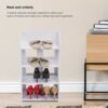 Carved Shoe Cabinet, 4 Tiers White Corner Shoe Cabinet Modern Multifunctional Hollow Carved Shoes Rack Wood Shoes Storage Rack Organising Shelf f