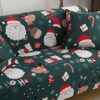 Stylishbed Christmas Sofa Cover Slipcover Soft Polyester Santa Claus Printed Sofa Protector with Elastic Bottom (3 Seater,190cm-230cm)