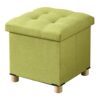 BRIAN & DANY Folding Ottoman Storage Box with Wood Legs, Linen Foot Stool, pouffe footstool with Highly Elastic Sponge Filling, Gray, 38 x 38 x 3