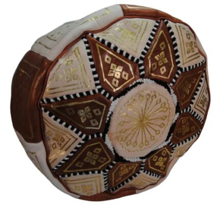 Terrapin Trading Fair Trade Handmade Moroccan Leather Star Pouffe - Brown
