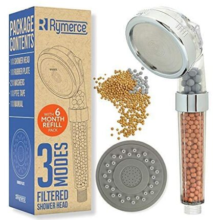 Ionic Shower Head Handheld Replacement - with Refill 3 Modes 3way Function - Adjustable Filter Bead Hard Water Boost Water Pressure, Water Saving