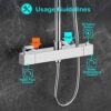 MORADO Thermostatic Shower System,Adjustable Height Thermostatic Shower Set,Shower Bar Set with Rainfall Shower Head and 3-Functions Hand Shower,