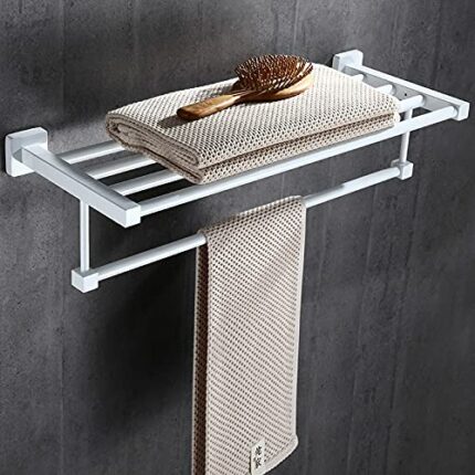 HIGOH Towel Racks, Bathroom Towel Rack Wall Mounted Towel Holder,Towel Rack Towel Rail,Bathroom Shelf Accessories,Wall Mounted Towel Holder/40Cm