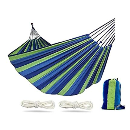 Camping Hammock 550lb Upgraded Thickened 320G Durable Canvas Fabric Single Hammocks with Two Anti Roll Balance Beam and Sturdy Metal Knot Tree St
