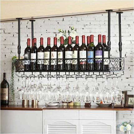Stylish Simplicity Down Wine Rack Vintage Wrought Iron Wine Rack Creative Display Stand Household Goblet Rack - Restaurant Kitchen Bar Decoration