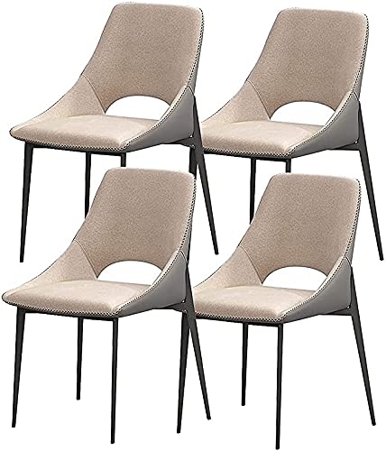 dining chair Set Of 4 Kitchen Chairs Modern Mid Century Living Room Dining Chair Technological Fabric with Carbon Steel Legs (Color : Beige)