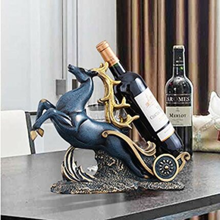Stylish Simplicity Resin Crafts Creative Home Office Kitchen Living Room Bedroom Decorated in European-American Style Blue Deer Wine Rack Ornamen