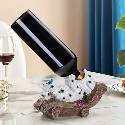 HERJIATK Wine Bottle Holder Resin Dog Shaped Wine Rack for Home Dinning Tabletop Decoration Gifts