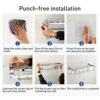Towel Rail 2-Tier Bath Towel Rack SUS 304 Stainless Steel Towel Shelves with Hooks，Wall Mounted Towel Holder Towel Bar for Kitchen Bathroom